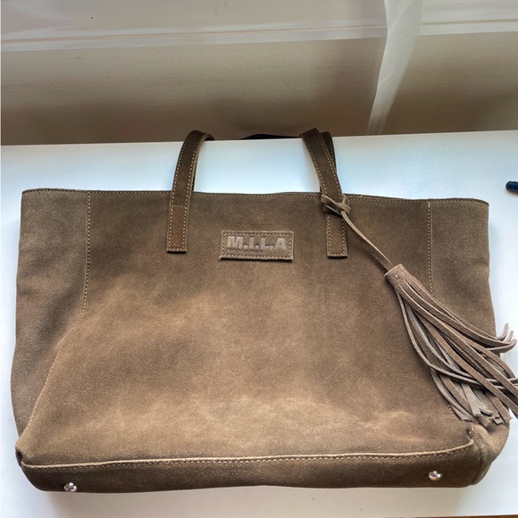 Brown Suede Tote Bag - Picture 1 of 9